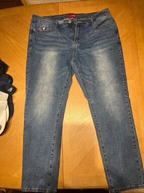 Guess Blue Denim Jeans with Red Logo Tab